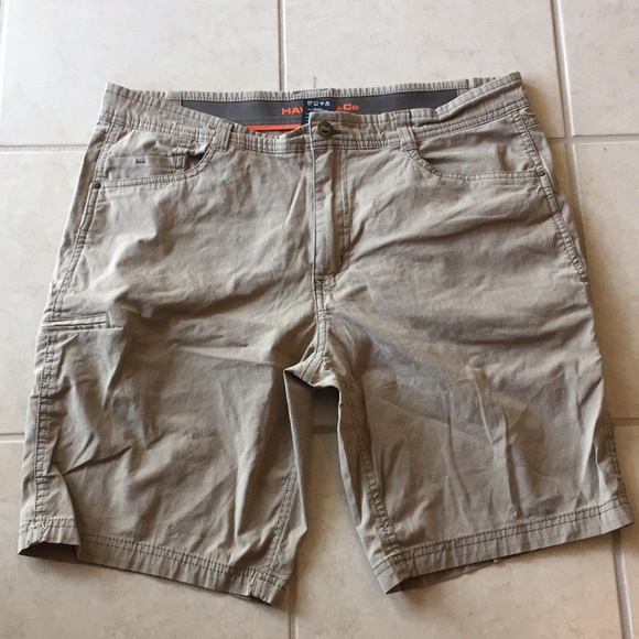 Mens 34 Hawke Co Tan Stretch Shorts 